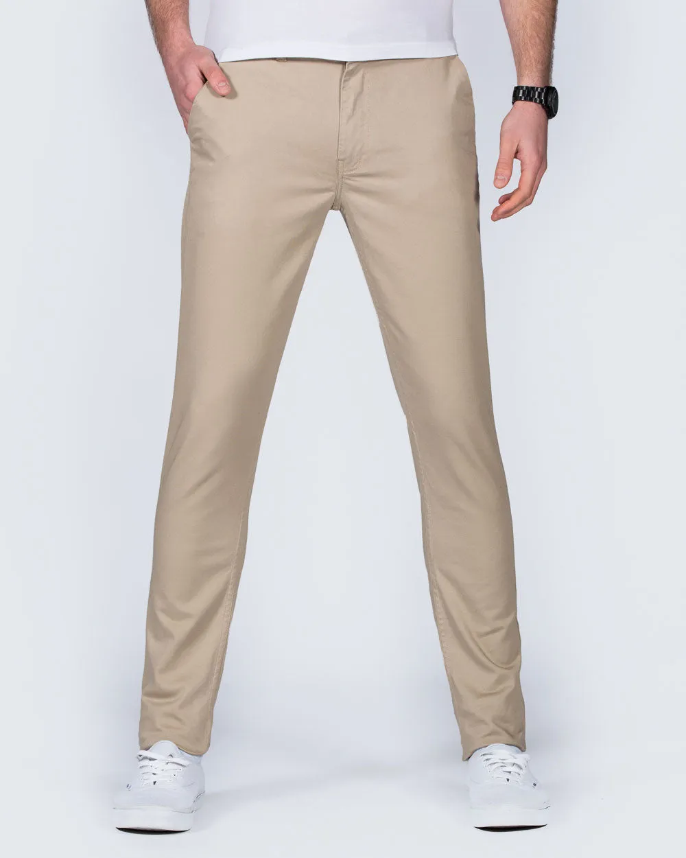 2t Oliver Slim Fit Tall Chinos (beige) winter style