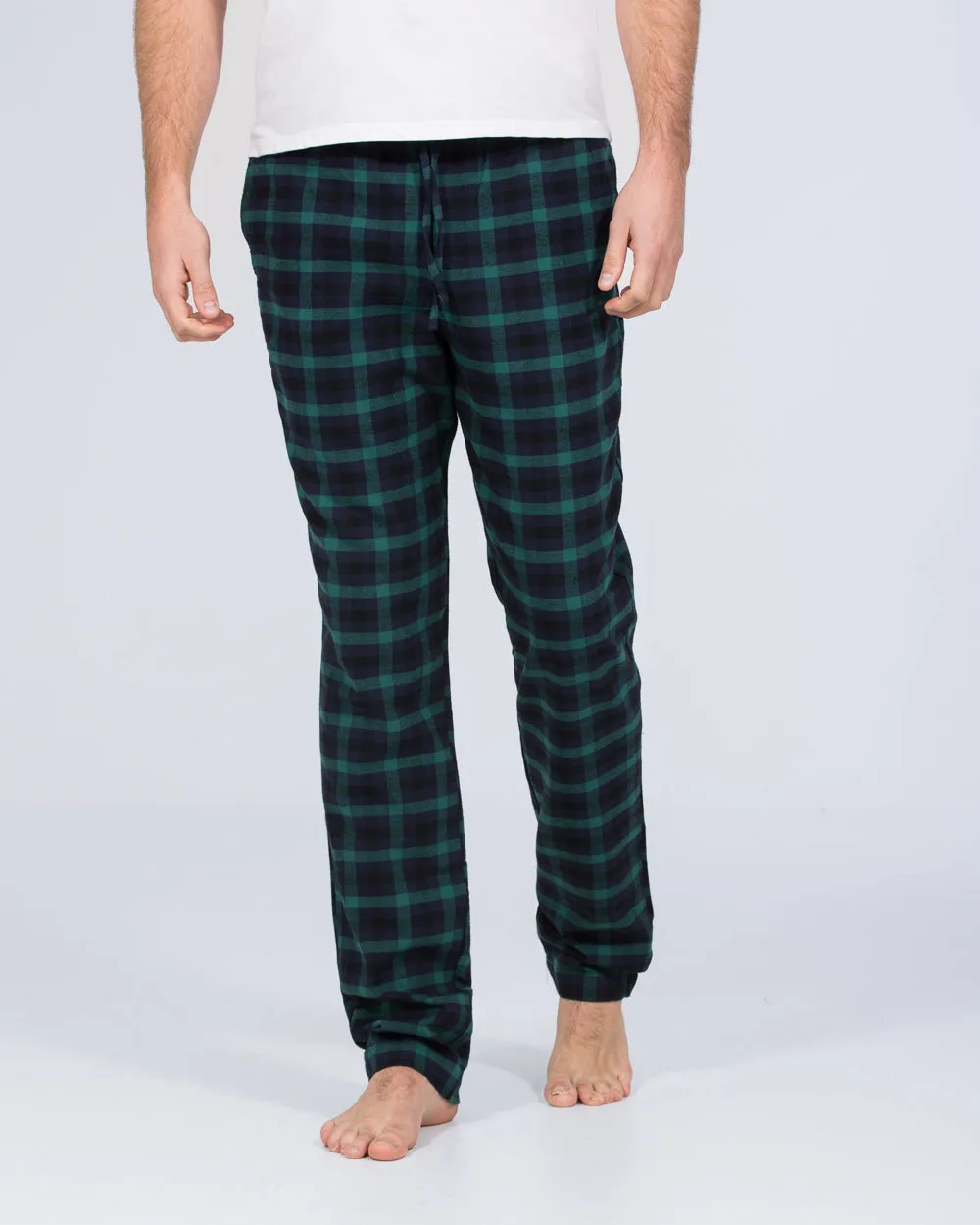 2t Pascal Tall Regular Fit Pyjama Bottoms (green check) Warm thick
