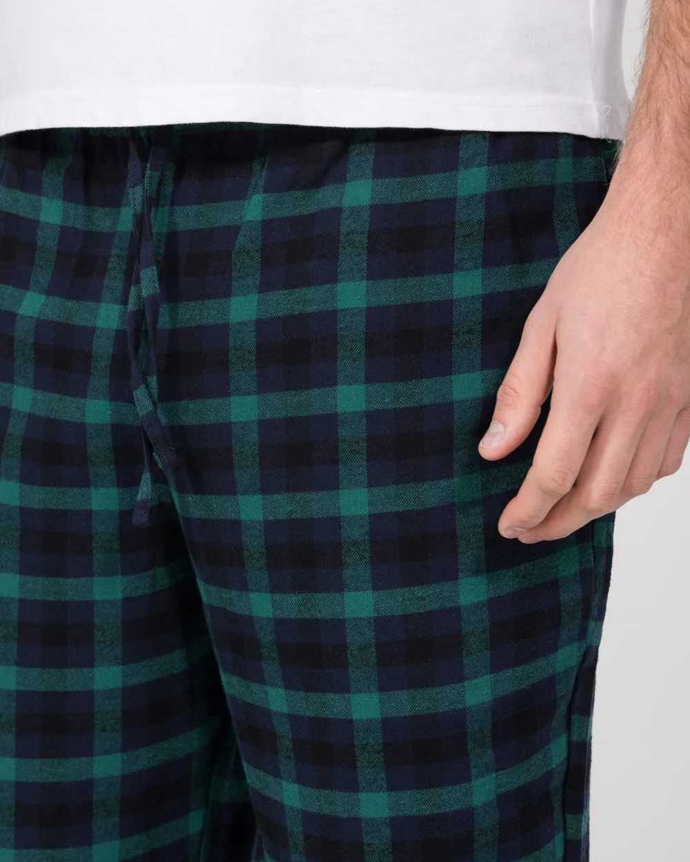 2t Pascal Tall Regular Fit Pyjama Bottoms (green check) Winter warm