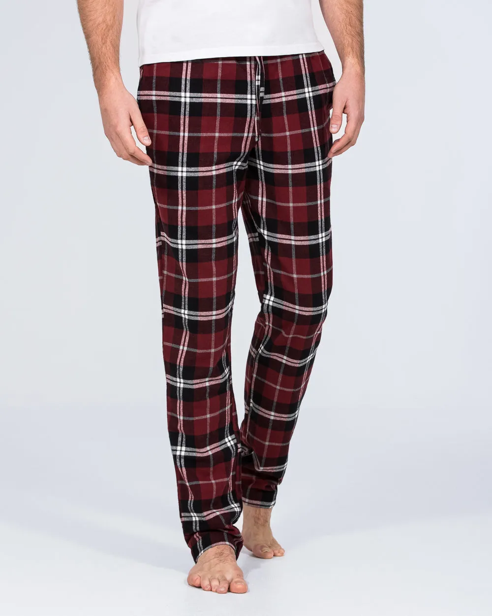 2t Pascal Tall Regular Fit Pyjama Bottoms (maroon check) Comfort fabric