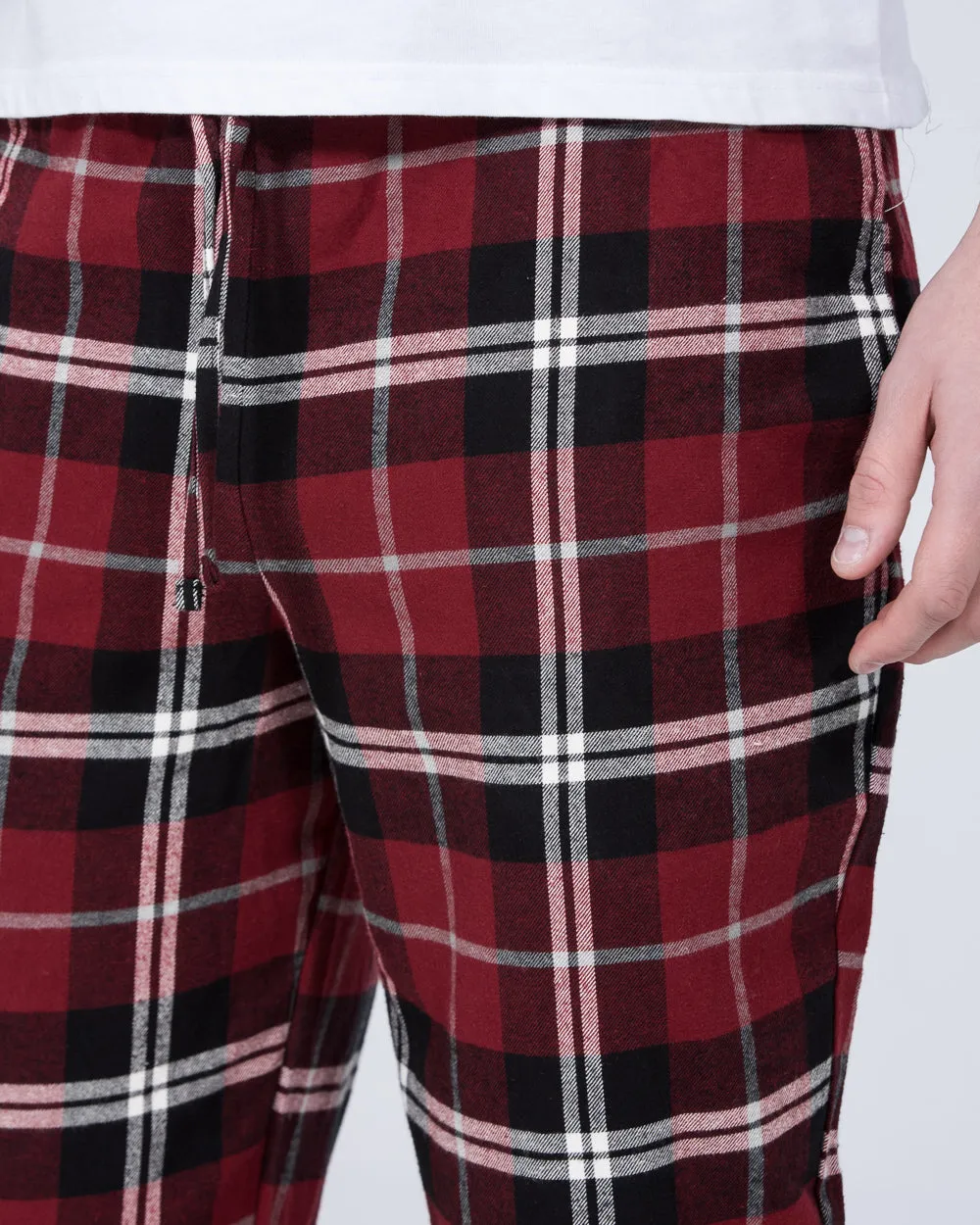 2t Pascal Tall Regular Fit Pyjama Bottoms (maroon check) Winter warm