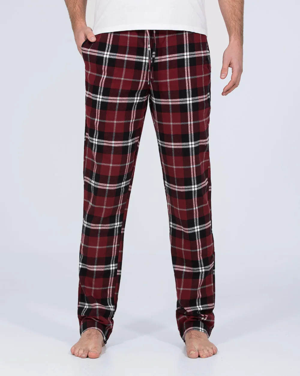 2t Pascal Tall Regular Fit Pyjama Bottoms (maroon check) Warm clothing