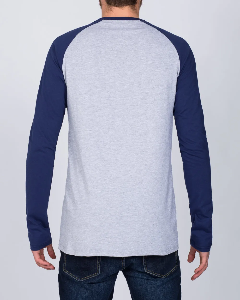 2t Raglan Long Sleeve Tall T-Shirt (grey/navy) color vibe