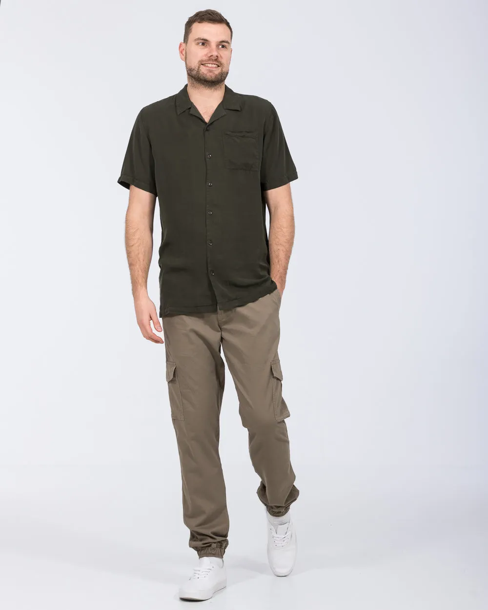 2t Reagan Tall Short Sleeve Revere Shirt (dark khaki) Calm Days