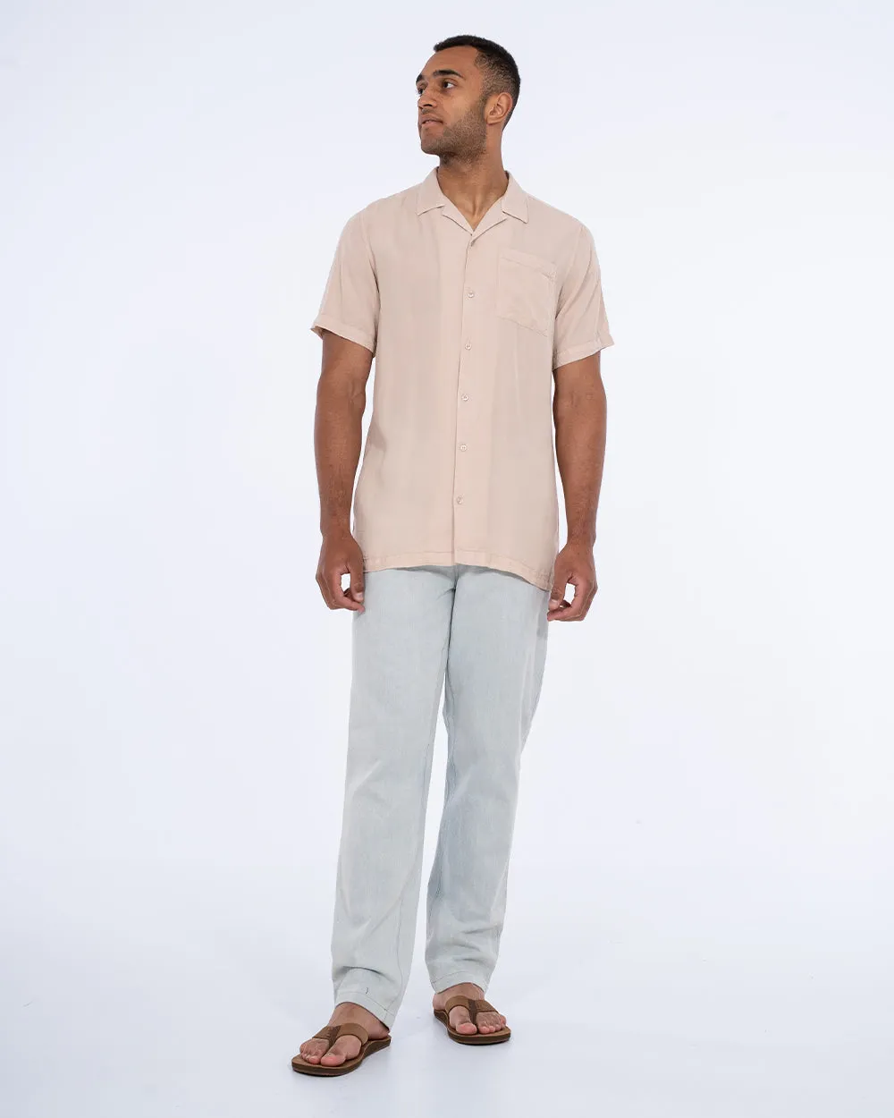 2t Reagan Tall Short Sleeve Revere Shirt (ecru) Soft Daily