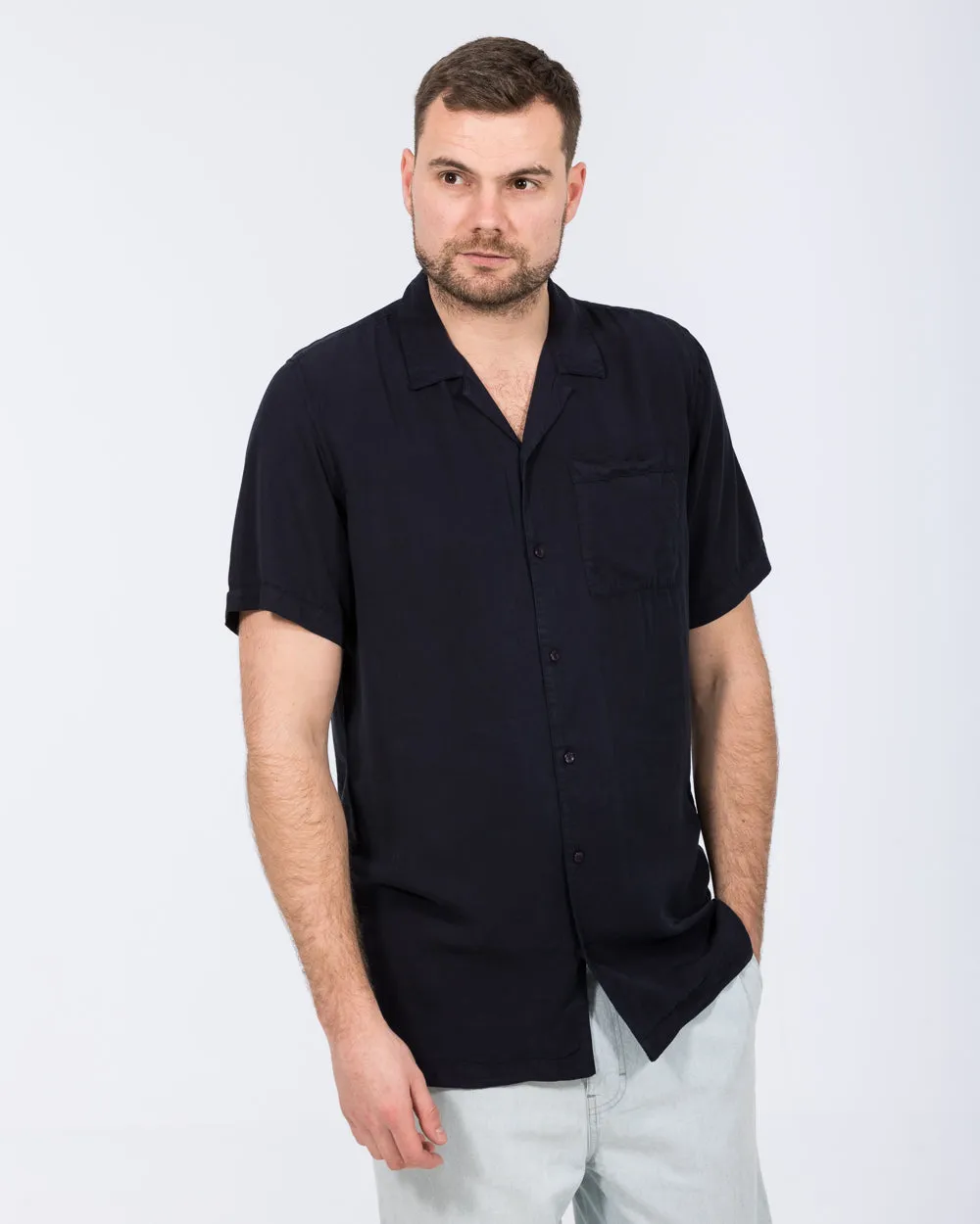 2t Reagan Tall Short Sleeve Revere Shirt (navy) Travel Gear
