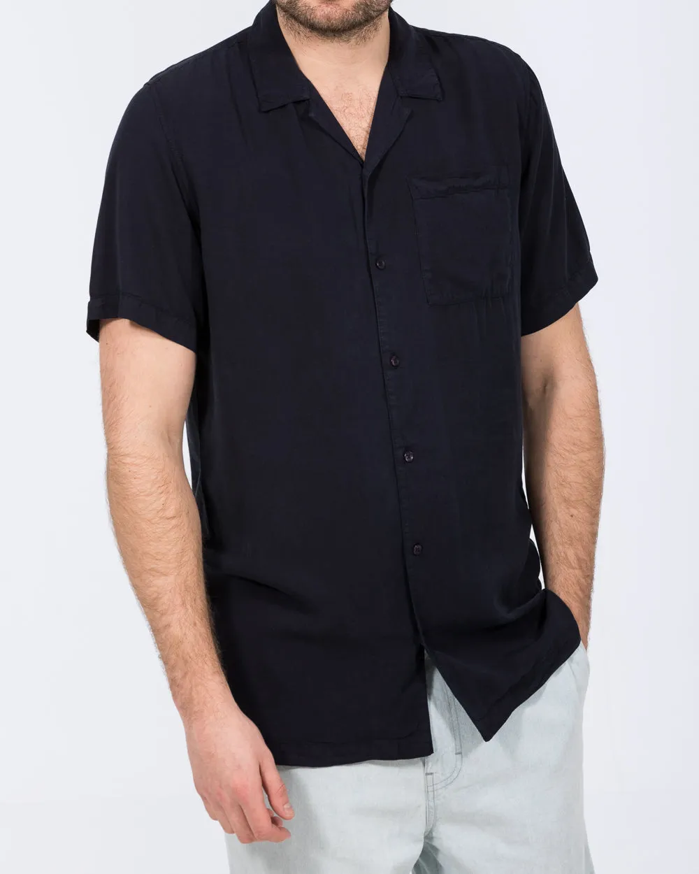 2t Reagan Tall Short Sleeve Revere Shirt (navy) Clean Fit