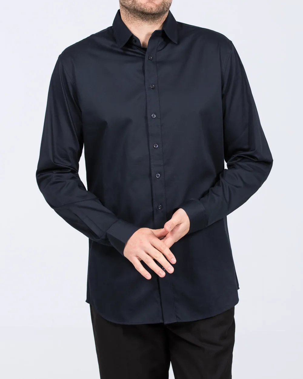 2t Regular Fit Extra Tall Formal Shirt (navy) Neat Touch
