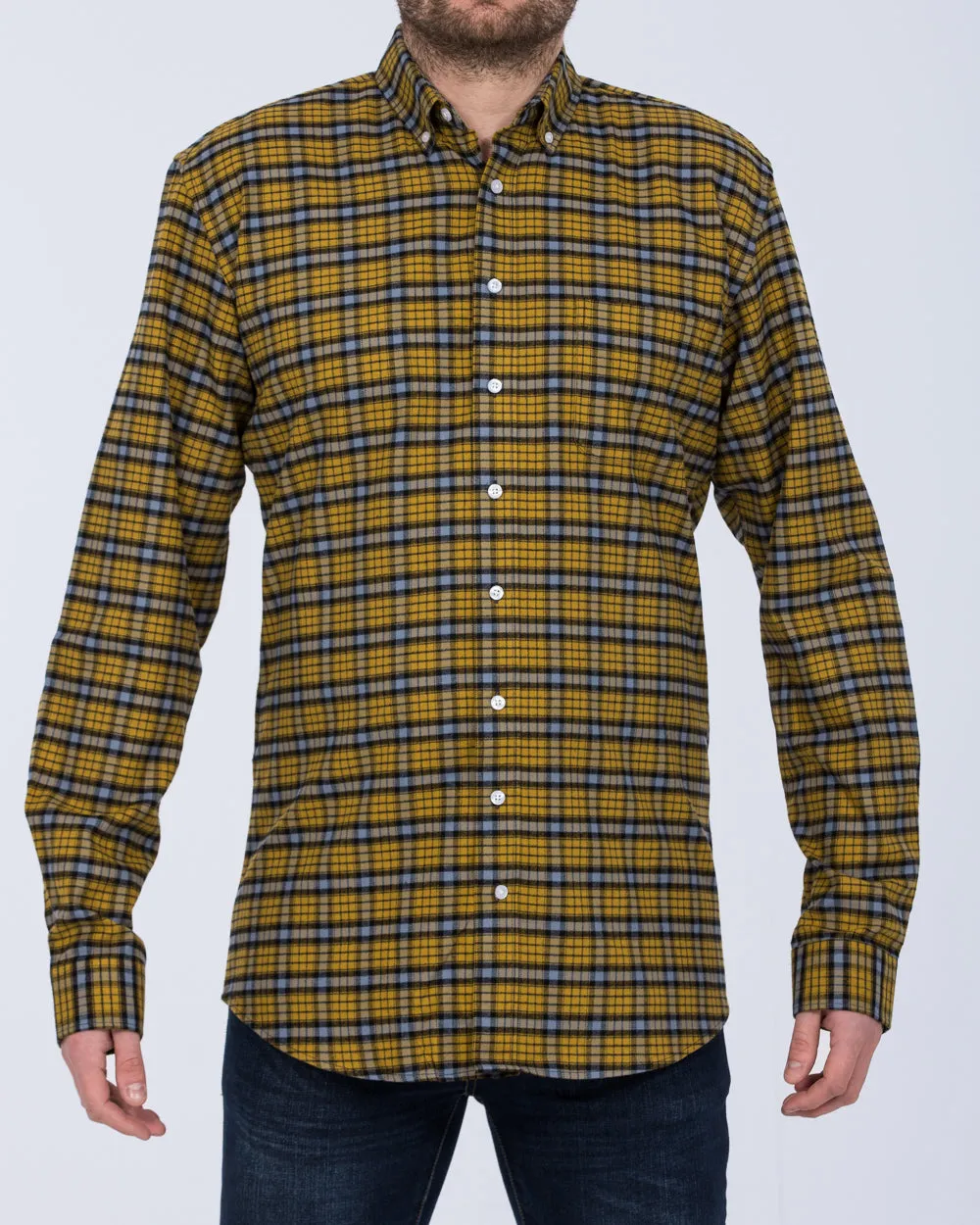 2t Regular Fit Long Sleeve Tall Shirt (yellow check) Fall Mood