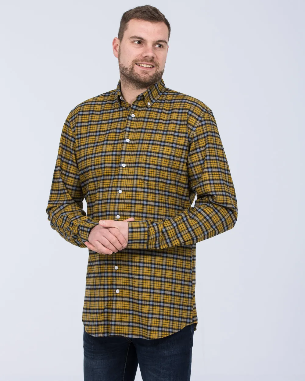 2t Regular Fit Long Sleeve Tall Shirt (yellow check) Calm Days