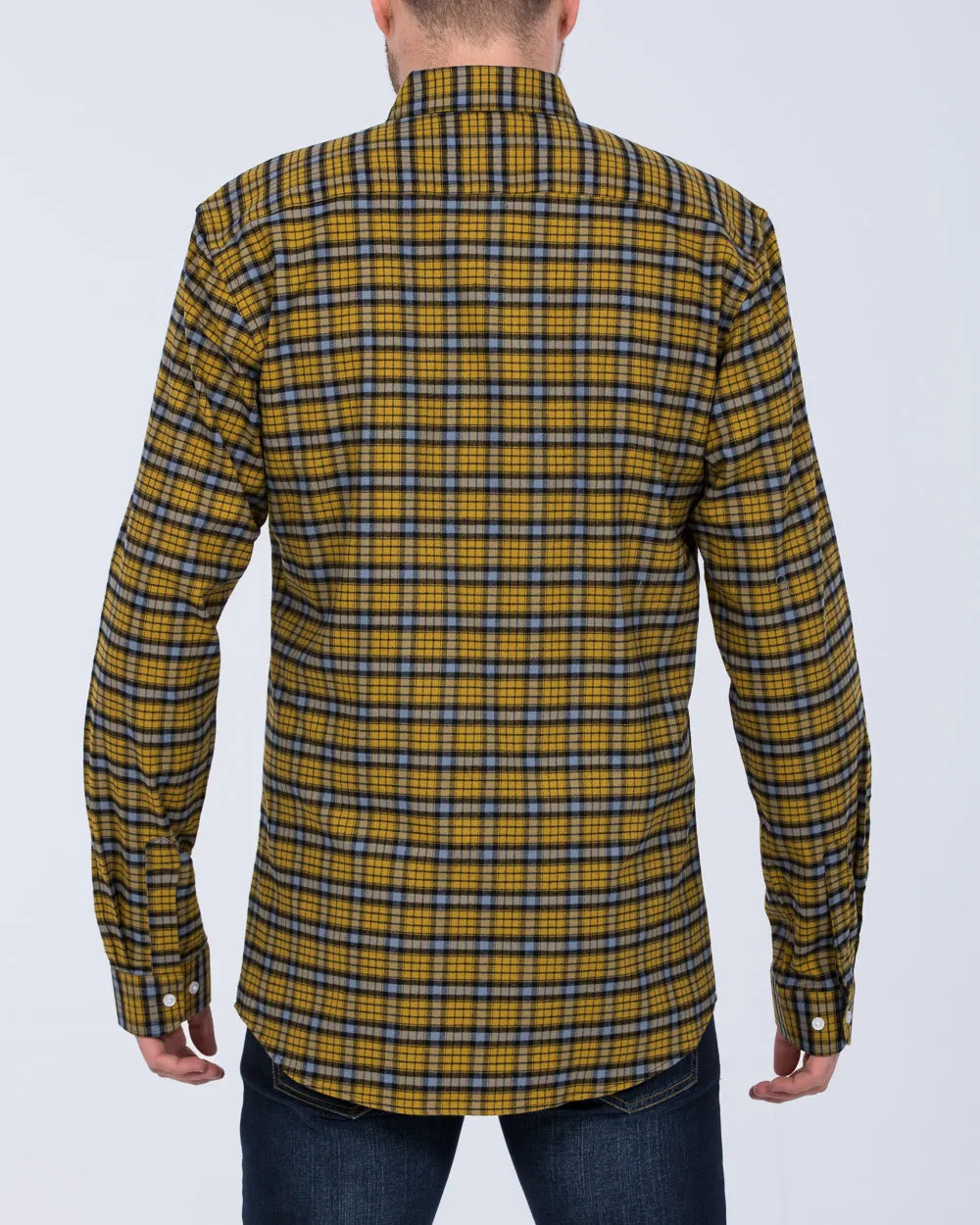 2t Regular Fit Long Sleeve Tall Shirt (yellow check) Fine Fit