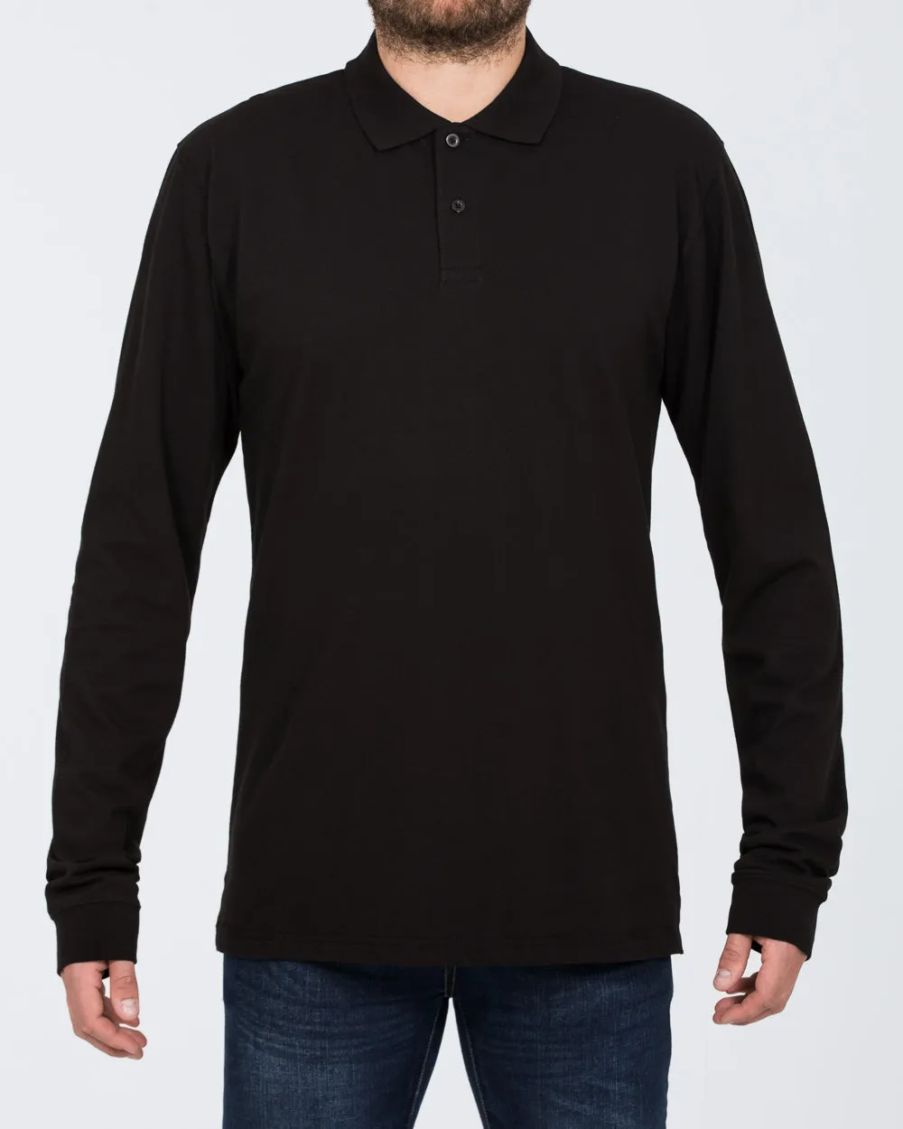 2t Regular Fit Tall Long Sleeve Polo Shirt (black) sport style