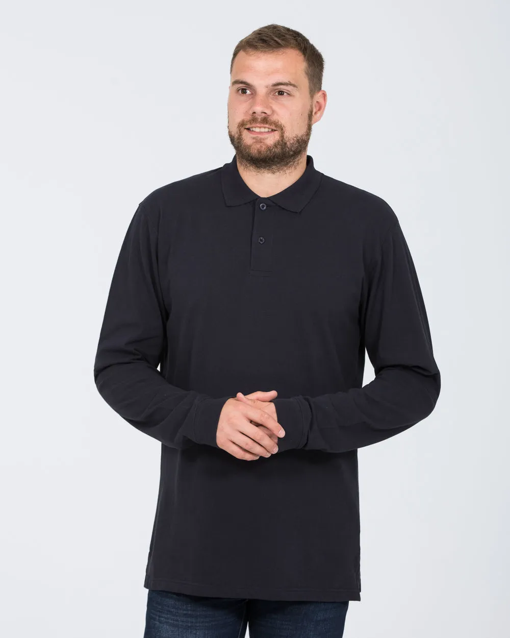 2t Regular Fit Tall Long Sleeve Polo Shirt (navy) grounded mood