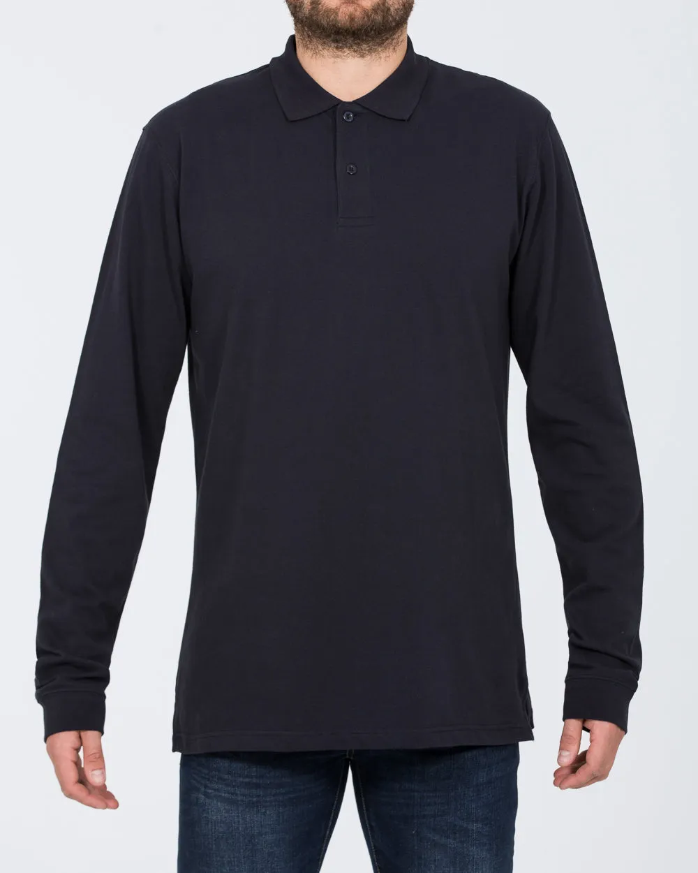 2t Regular Fit Tall Long Sleeve Polo Shirt (navy) easy cool