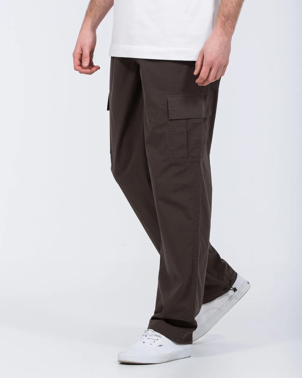 2t Reuben Tall Lightweight Loose Fit Cargo Trousers (charcoal) adjustable cuffs