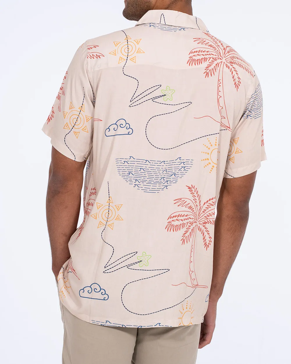 2t Rhodes Tall Short Sleeve Printed Shirt (cream) Night Ready