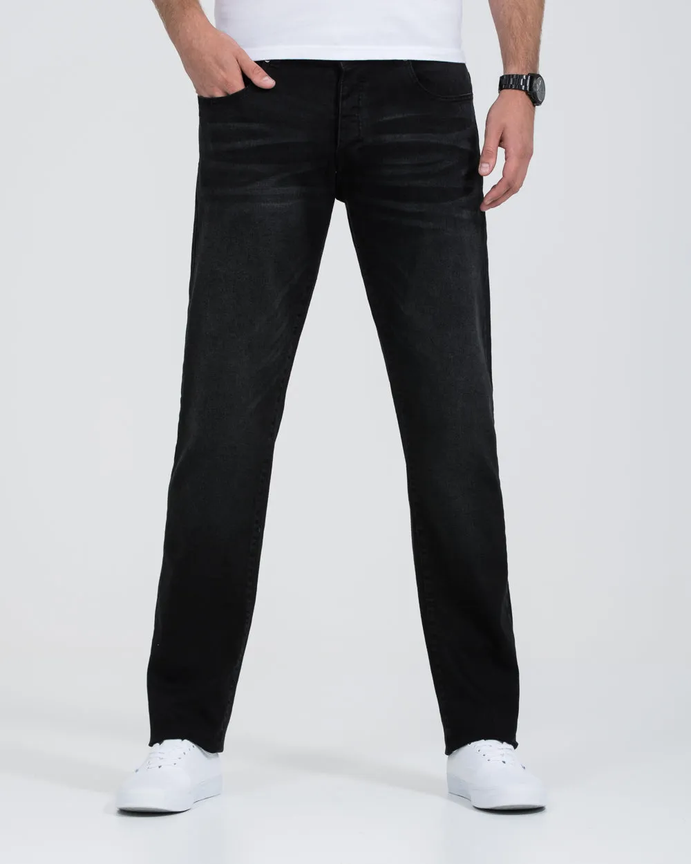 2t Rico Regular Fit Tall Jeans (washed black) matte texture