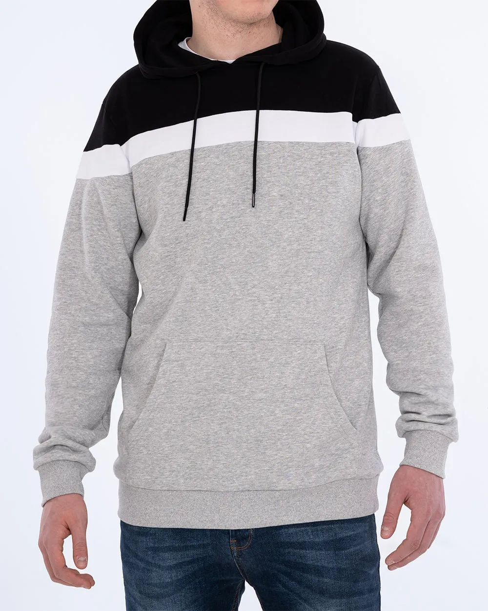 2t Riley Striped Pullover Tall Hoodie (grey/white/black) off duty