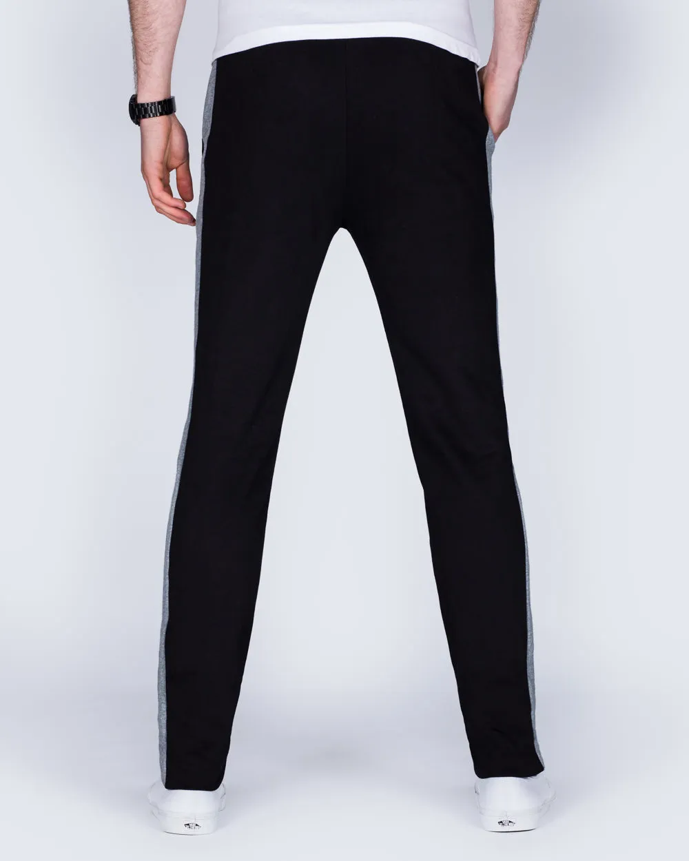2t Riley Striped Slim Fit Tall Joggers (black) leisure match