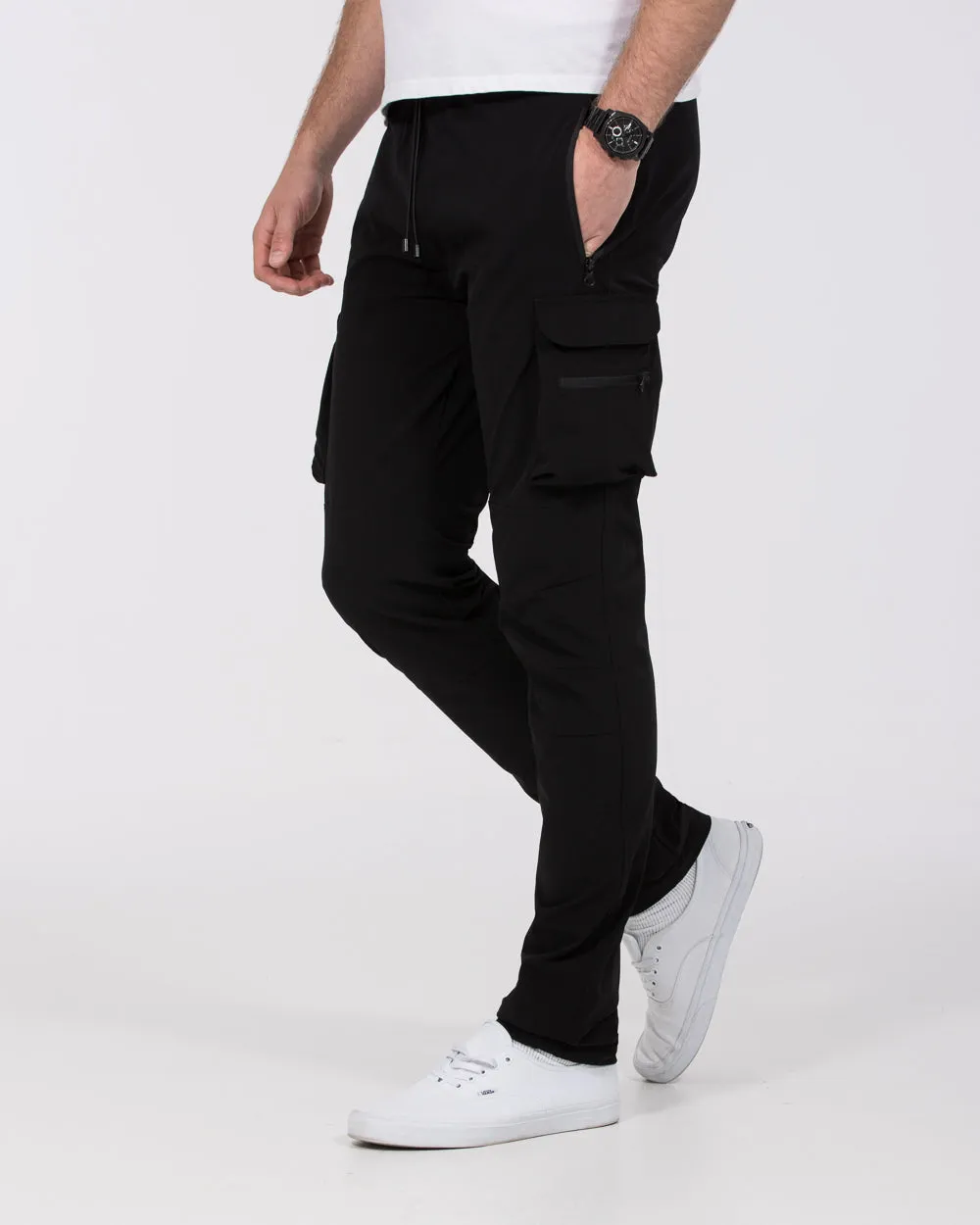 2t Roman Tall Utility Cargo Trousers (black) street edge