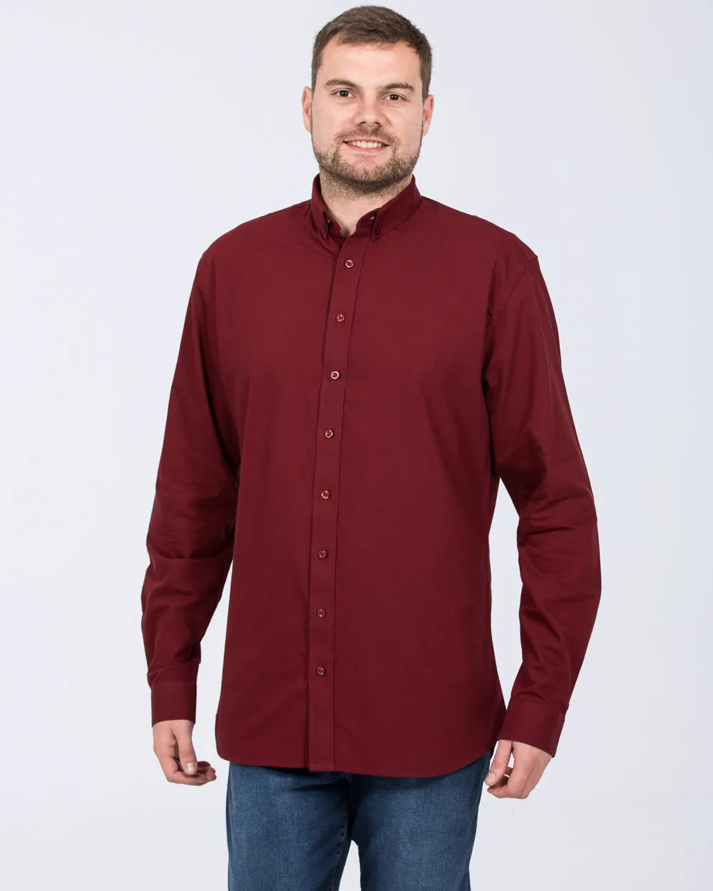2t Russell Regular Fit Tall Oxford Shirt (burgundy) Breath Soft