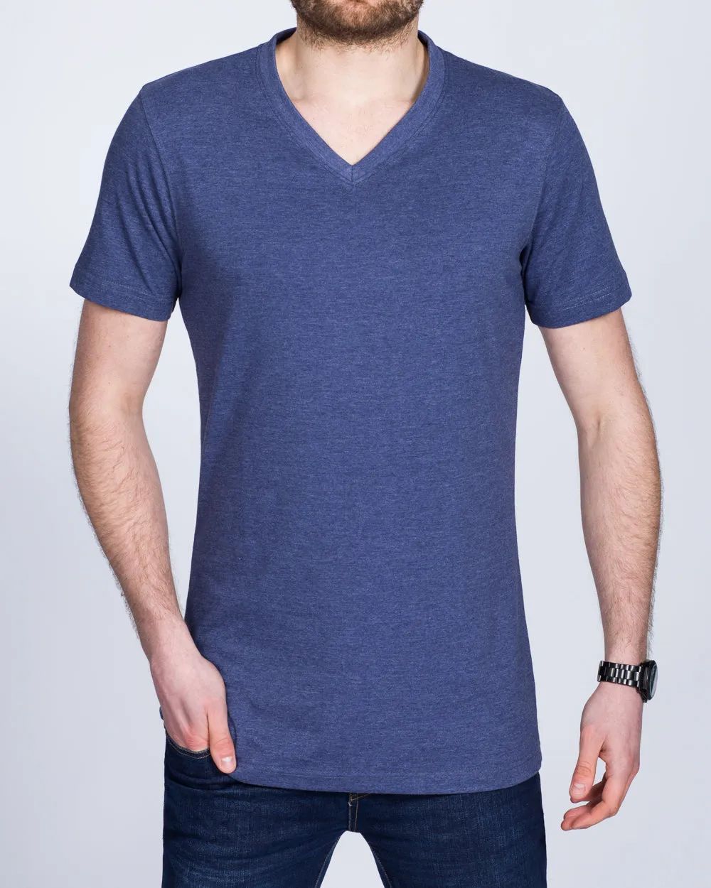 2t Samuel Tall V-Neck T-Shirt (indigo) loose edge