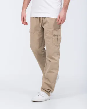 2t Shane Tall Regular Fit Ripstop Cargo Trousers (stone) loose fit