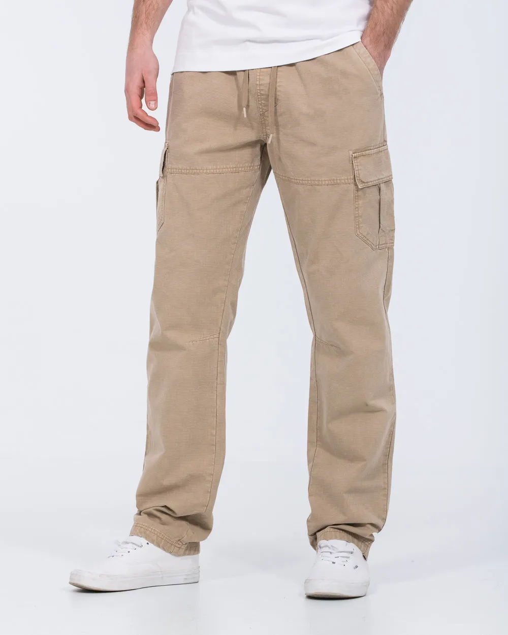 2t Shane Tall Regular Fit Ripstop Cargo Trousers (stone) multi-use