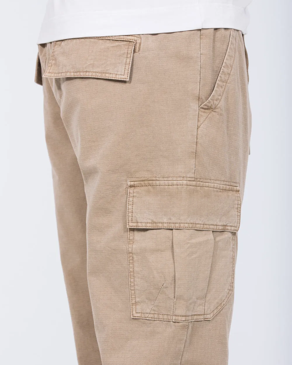 2t Shane Tall Regular Fit Ripstop Cargo Trousers (stone) flexible fabric