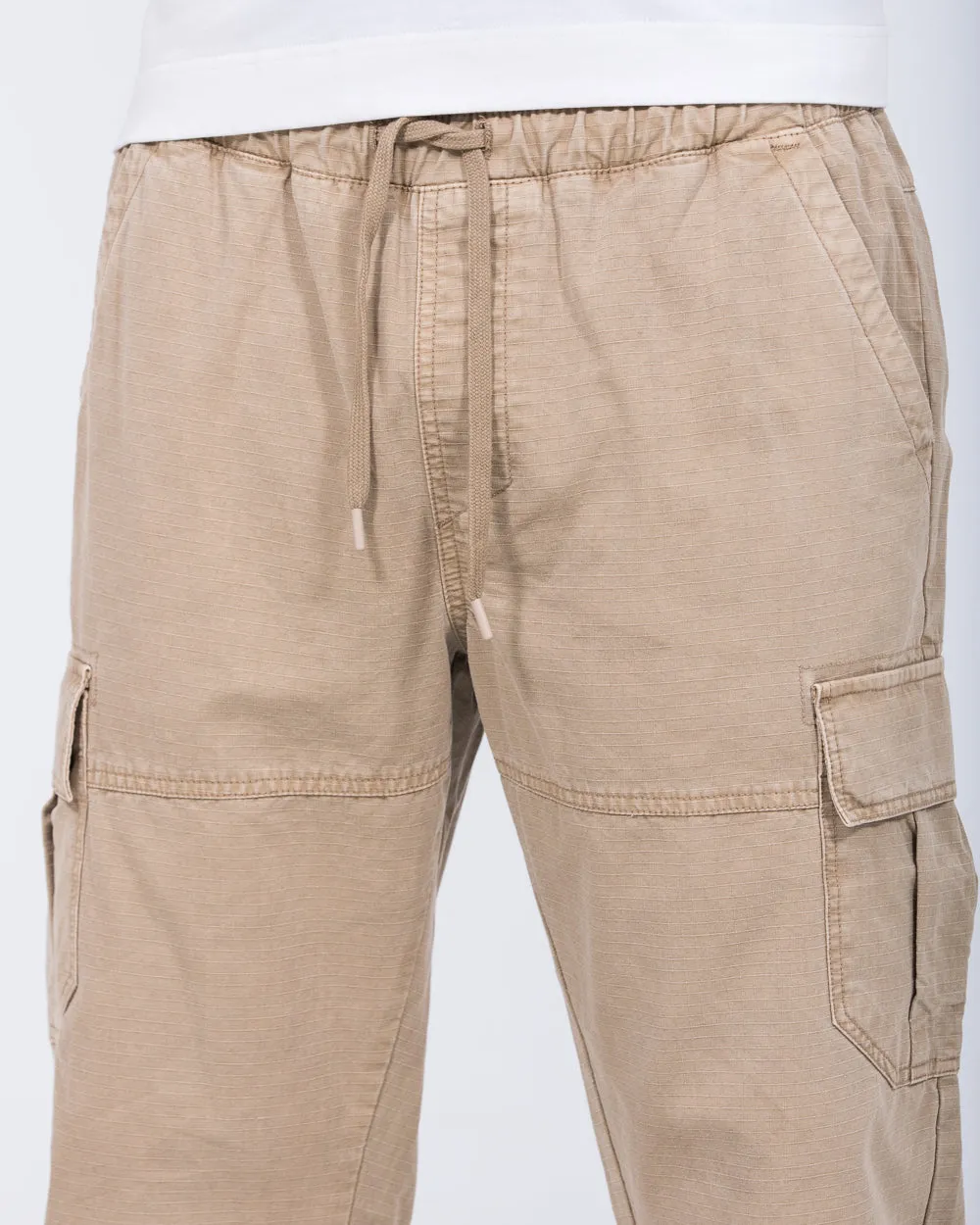 2t Shane Tall Regular Fit Ripstop Cargo Trousers (stone) motion friendly