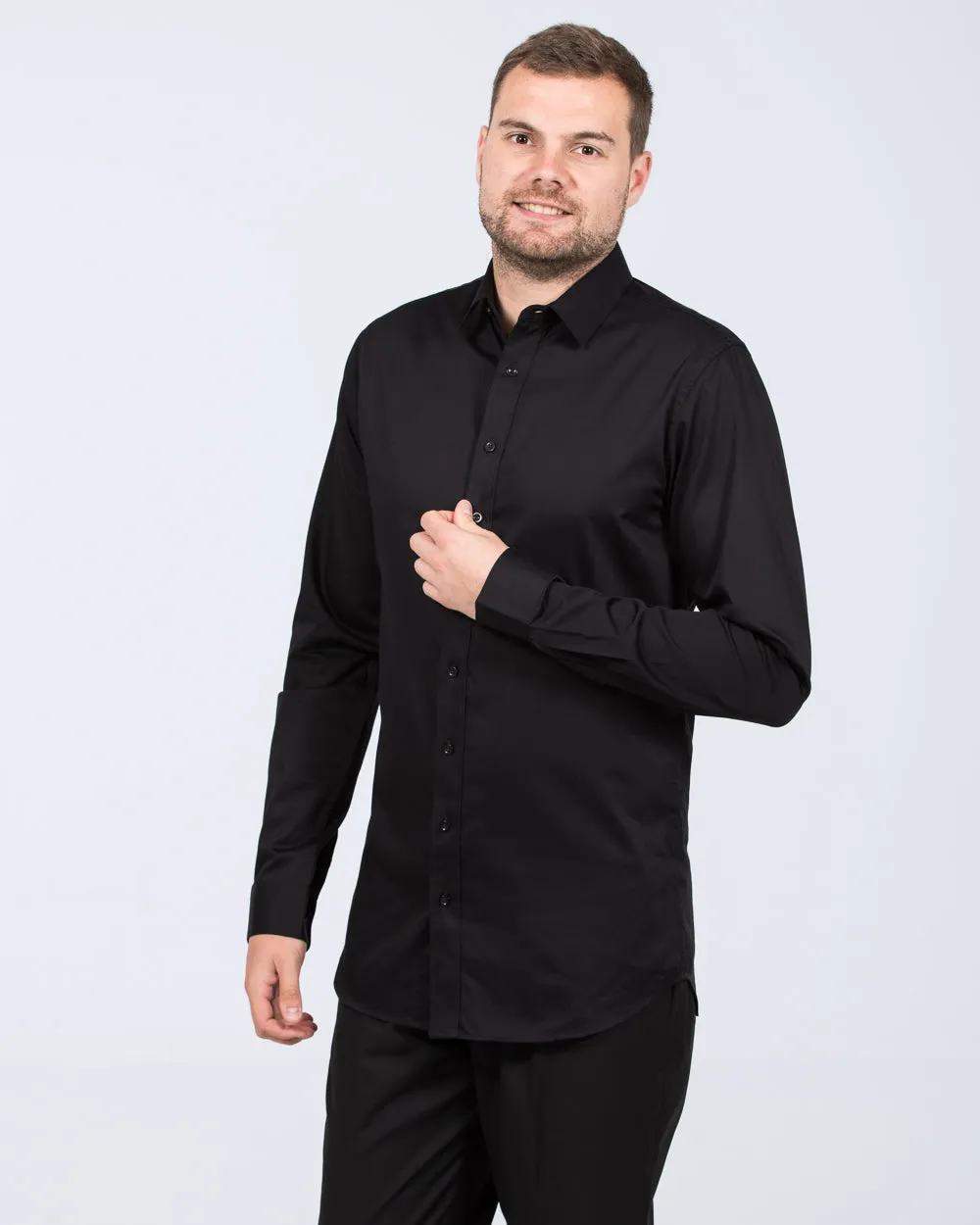 2t Slim Fit Extra Tall Formal Shirt (black) Winter Warm
