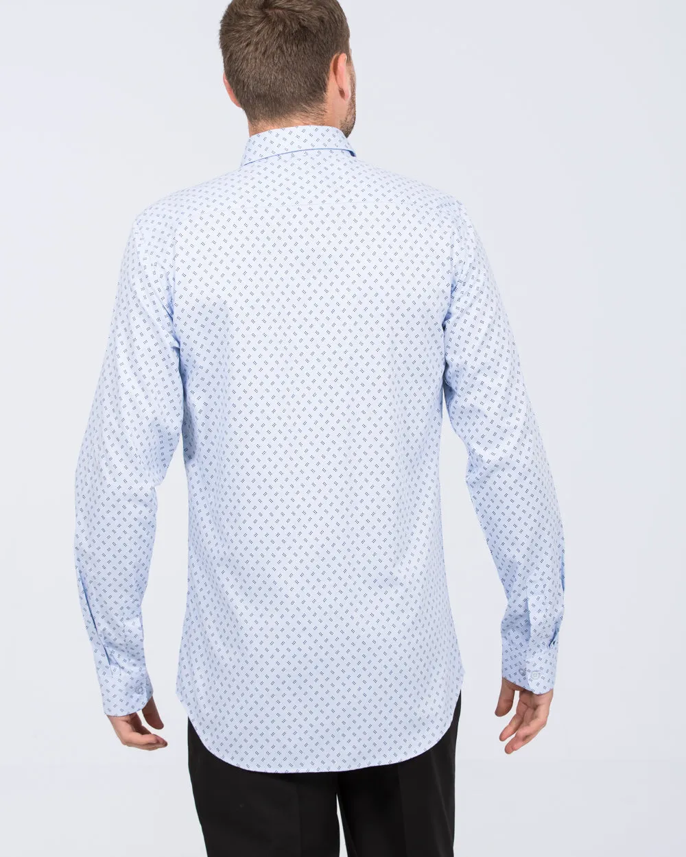 2t Slim Fit Extra Tall Formal Shirt (navy ditsy spot) Chic Utility