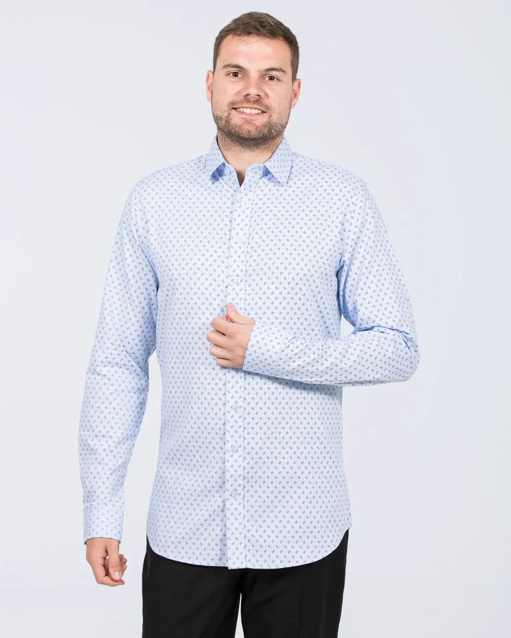 2t Slim Fit Extra Tall Formal Shirt (navy ditsy spot) Soft Motion