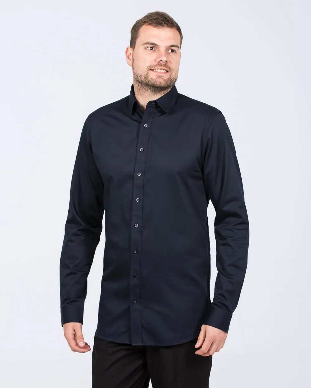2t Slim Fit Extra Tall Formal Shirt (navy) Neat Touch