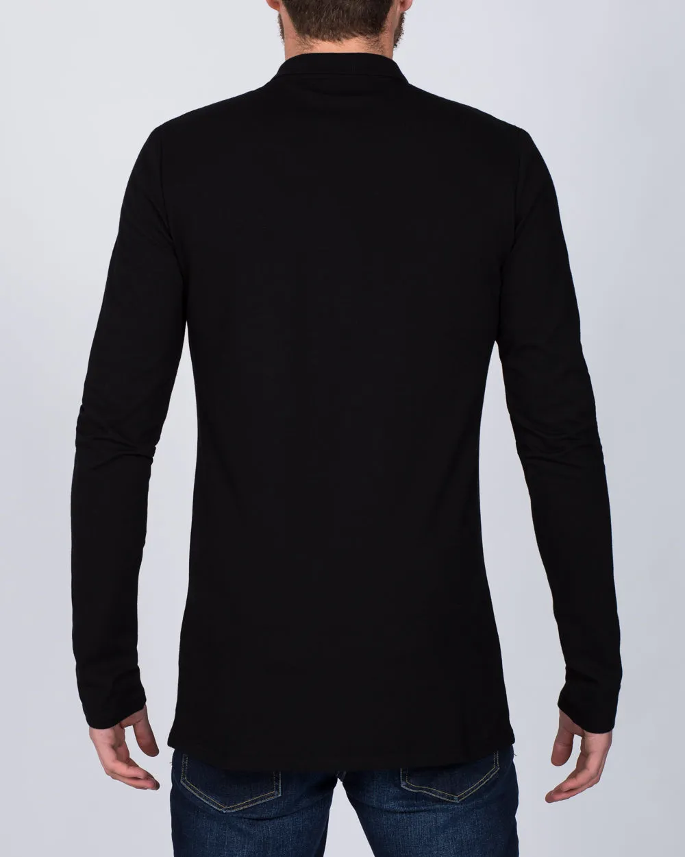 2t Slim Fit Long Sleeve Polo Shirt (black) refined ease