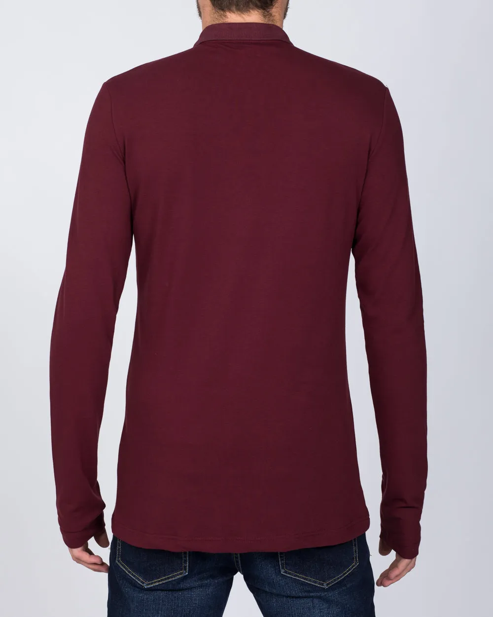2t Slim Fit Long Sleeve Polo Shirt (burgundy) quick dry
