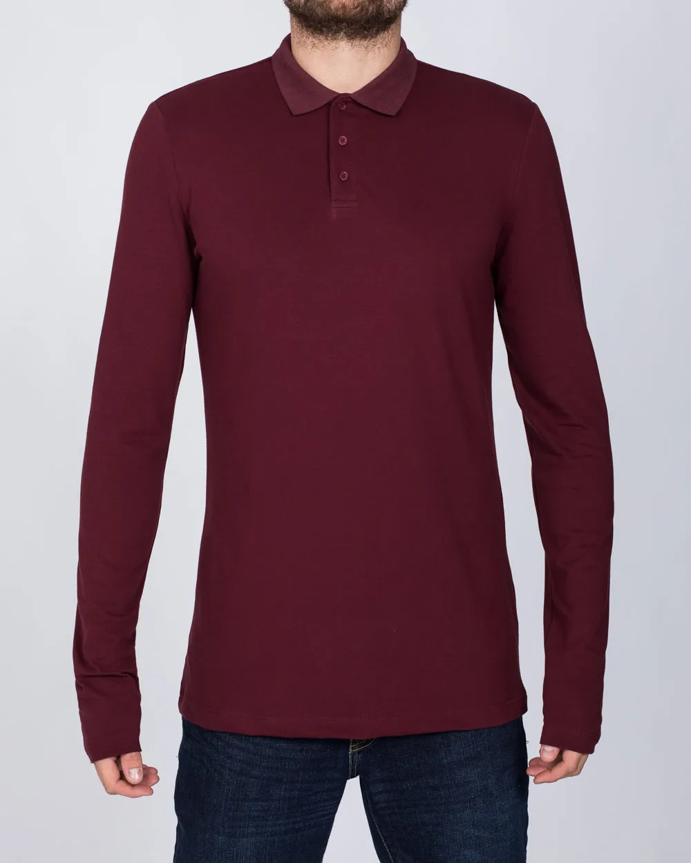 2t Slim Fit Long Sleeve Polo Shirt (burgundy) subtle edge