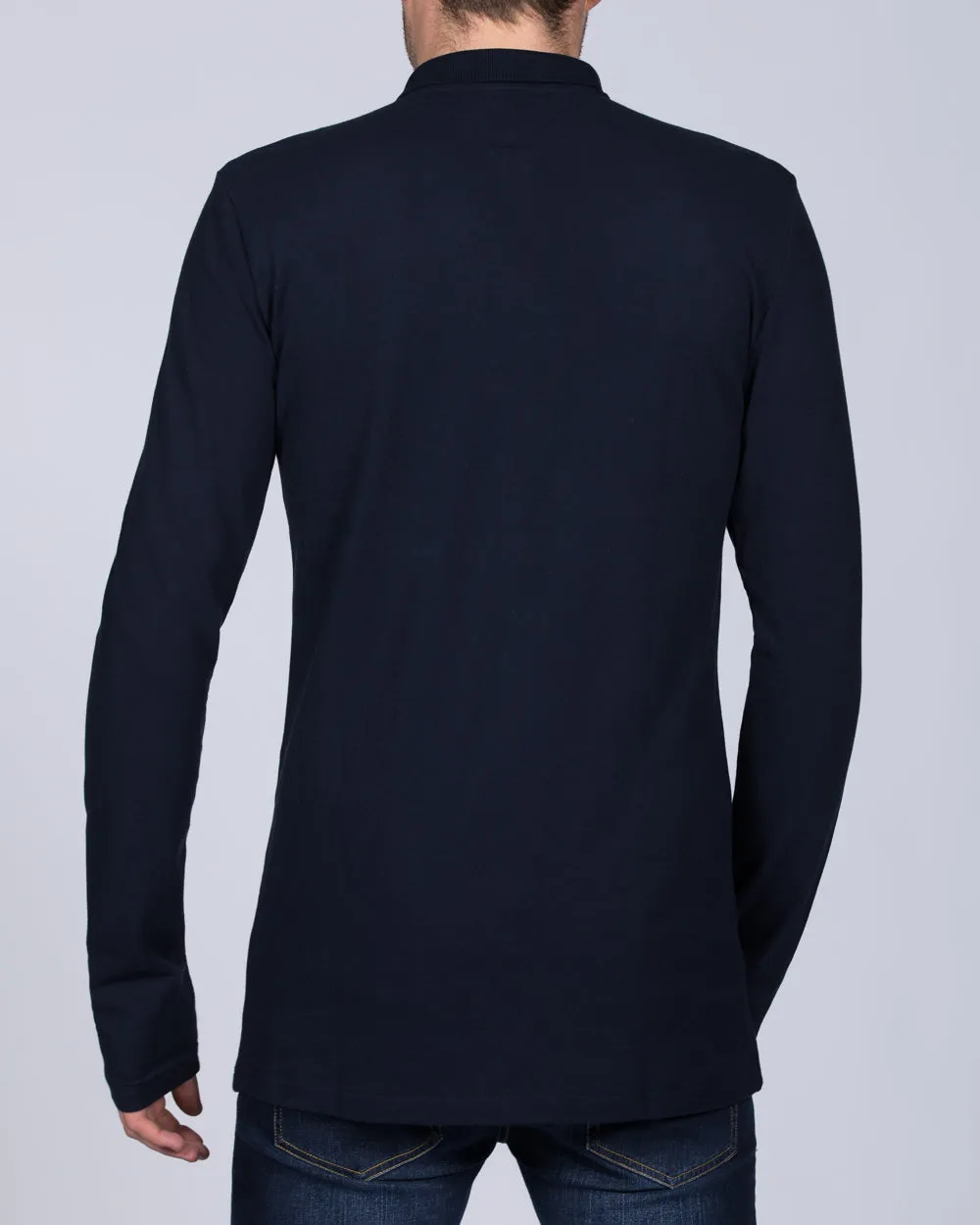 2t Slim Fit Long Sleeve Polo Shirt (dark blue) preppy edge