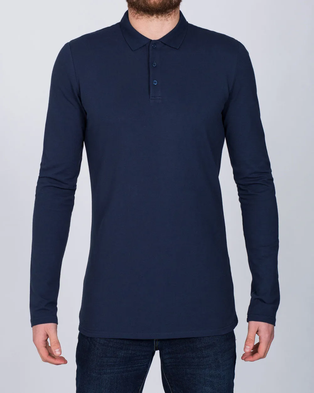 2t Slim Fit Long Sleeve Polo Shirt (navy) sport style