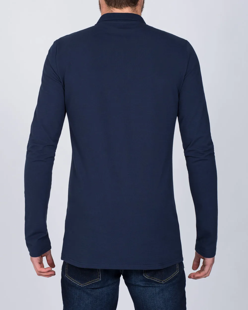 2t Slim Fit Long Sleeve Polo Shirt (navy) dress smart
