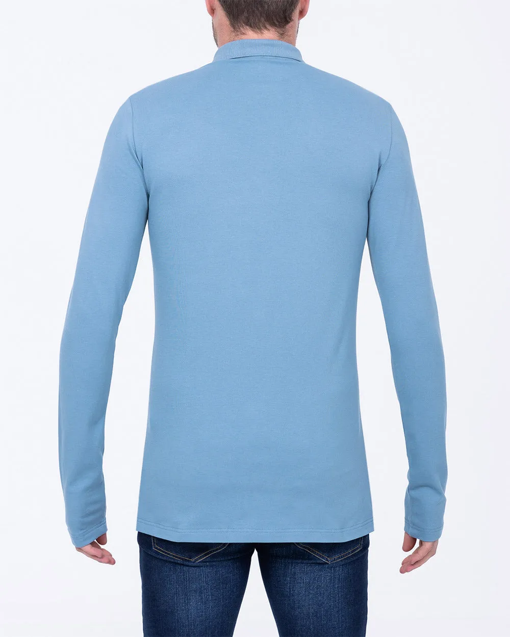 2t Slim Fit Long Sleeve Polo Shirt (slate) air touch