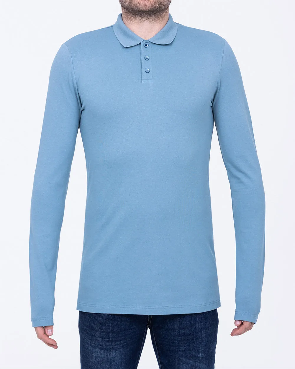 2t Slim Fit Long Sleeve Polo Shirt (slate) modern edge
