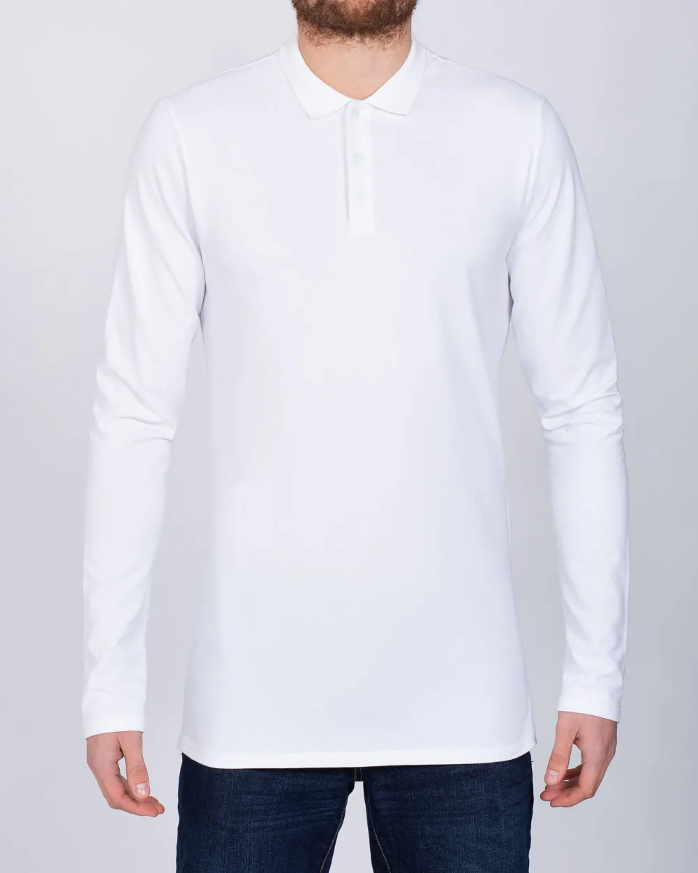 2t Slim Fit Long Sleeve Polo Shirt (white) vacation mode
