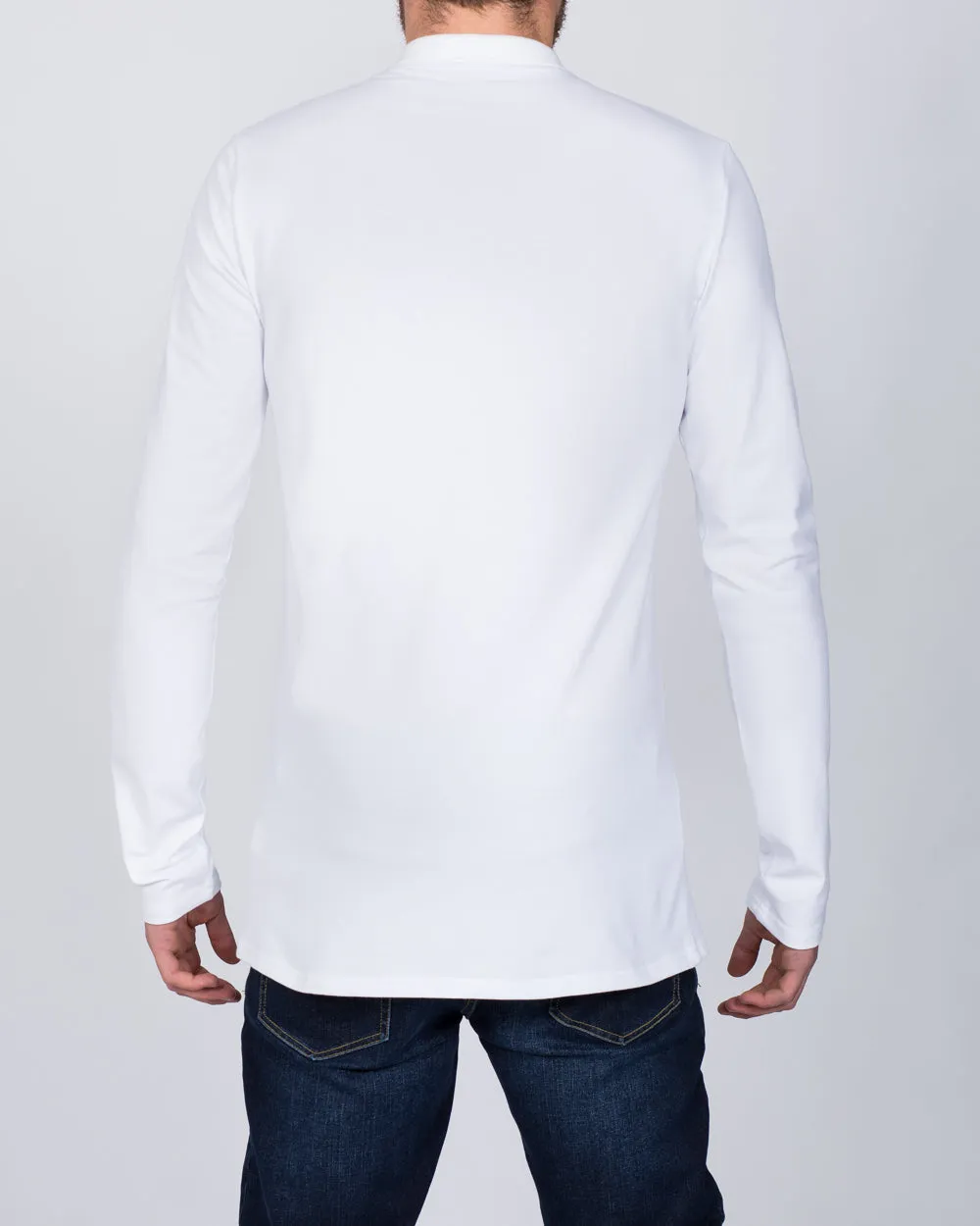 2t Slim Fit Long Sleeve Polo Shirt (white) active blend