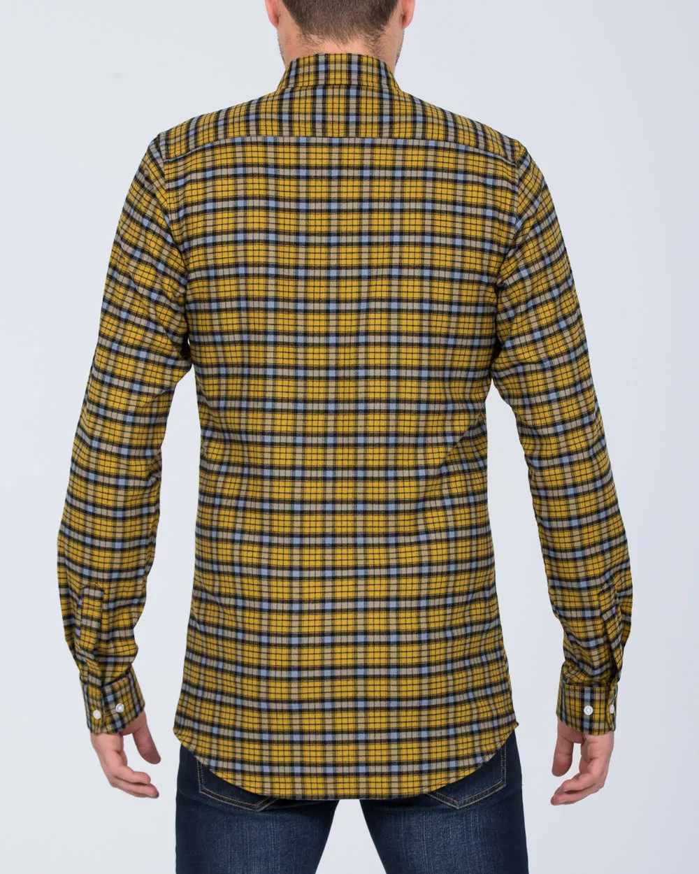 2t Slim Fit Long Sleeve Tall Shirt (yellow check) Day Look