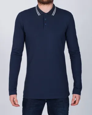 2t Slim Fit Long Sleeve Tall Tipped Polo Shirt (navy) brunch date
