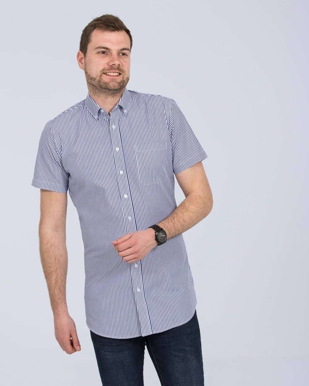 2t Slim Fit Short Sleeve Tall Shirt (blue stripe) Calm Days