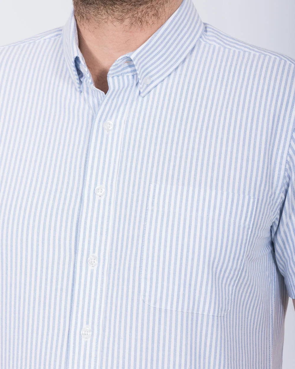 2t Slim Fit Short Sleeve Tall Shirt (light blue stripe) Wardrobe Fix