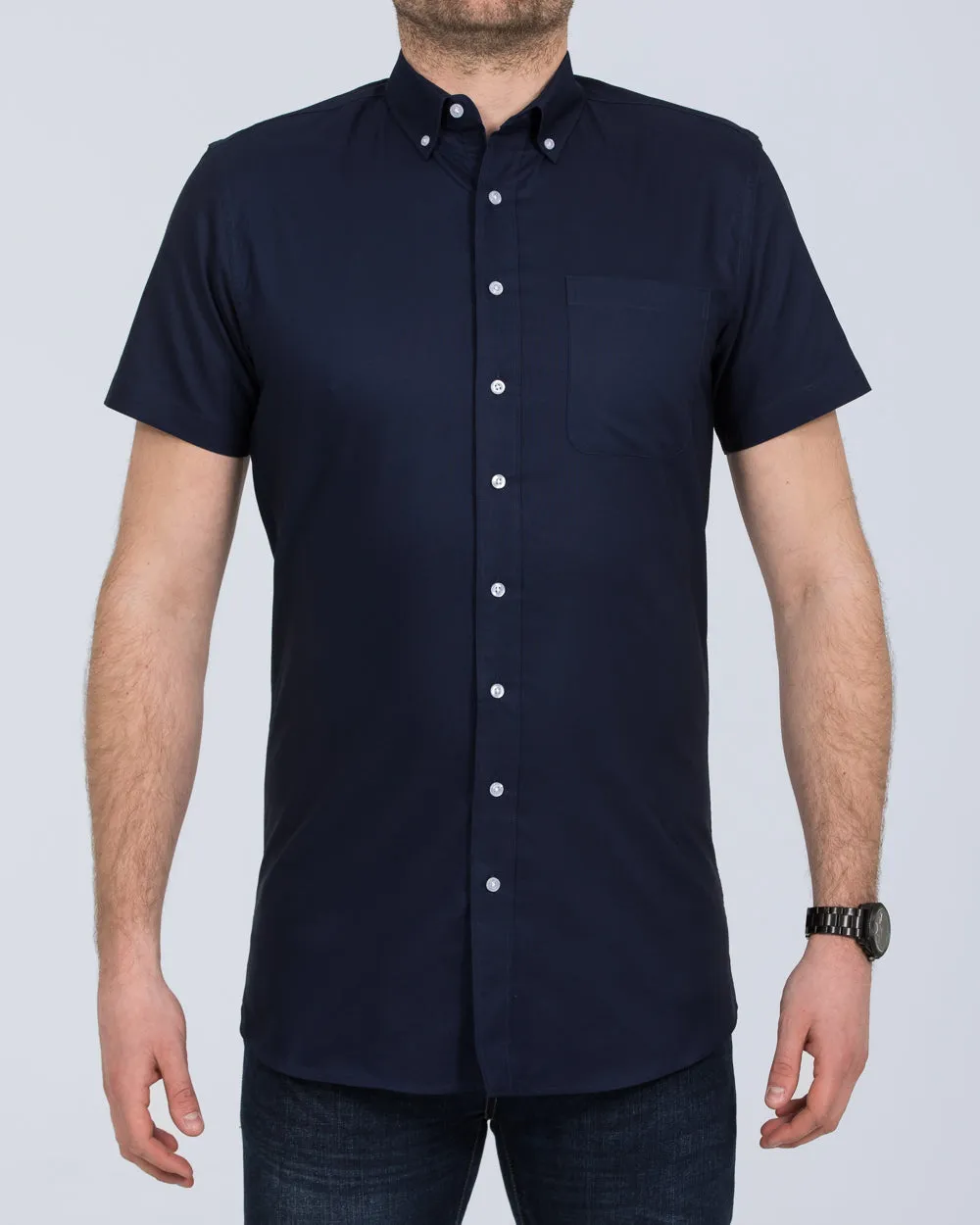 2t Slim Fit Short Sleeve Tall Shirt (navy blue) Clean Cut