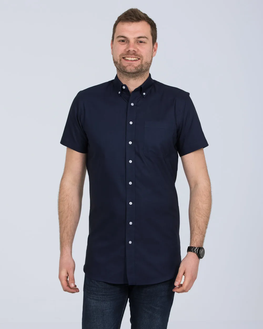 2t Slim Fit Short Sleeve Tall Shirt (navy blue) Feel Sharp